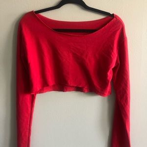 Off the shoulder cropped long sleeve
